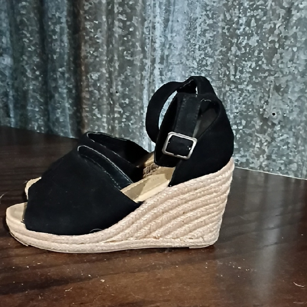 Classified Black Espadrille Wedges